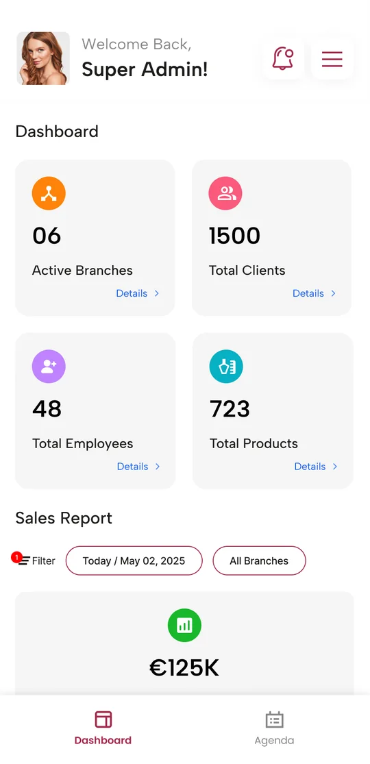 Admin mobile dashboard