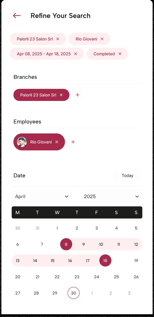 Admin mobile refine search