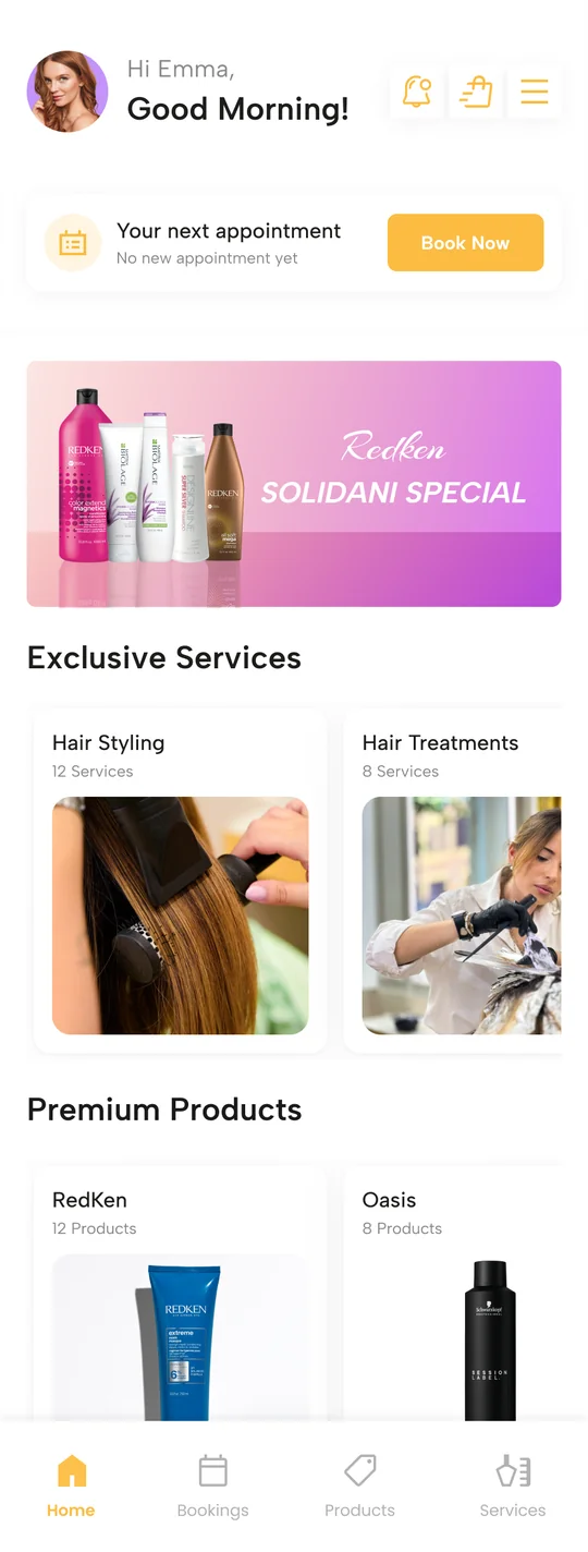 Customer app home